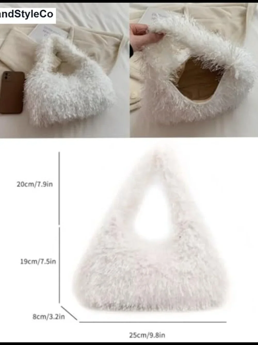Faux Fur Fluffy Hobo Bag Furry Handbag Fuzzy Tote Shoulder Purse for Women